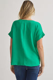 Mandy Cuffed Sleeve Top -Kelly Green