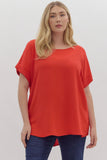 Mandy Cuffed Sleeve Top Plus-Off White