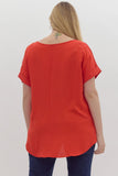 Mandy Cuffed Sleeve Top Plus-Off White