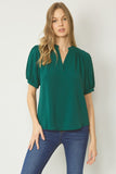 Cate V-Neck Top-Hunter