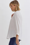 Marley 3/4 Sleeve V-Neck Top-Off White