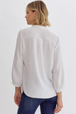 Marley 3/4 Sleeve V-Neck Top-Off White