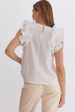 Lia Solid Ruffled Top-White