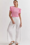 Hunter Ruffle Sleeve Knit Top-Candy Pink