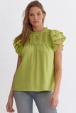 Kali Solid High Neck Top-Lime