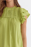 Kali Solid High Neck Top-Lime
