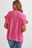 Gabby Ruffle Sleeve Top-Pink
