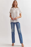 Gabby Ruffle Sleeve Top-Off White