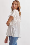 Gabby Ruffle Sleeve Top-Off White