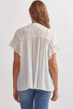 Gabby Ruffle Sleeve Top-Off White