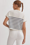 Kimmie Striped Knit Top-Navy