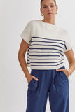 Kimmie Striped Knit Top-Navy