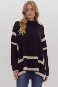 Paxton Mock Neck Two Toned Sweater