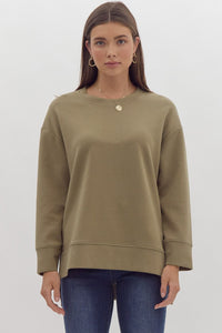 Kaycen Spilt Side Side Pullover- Olive