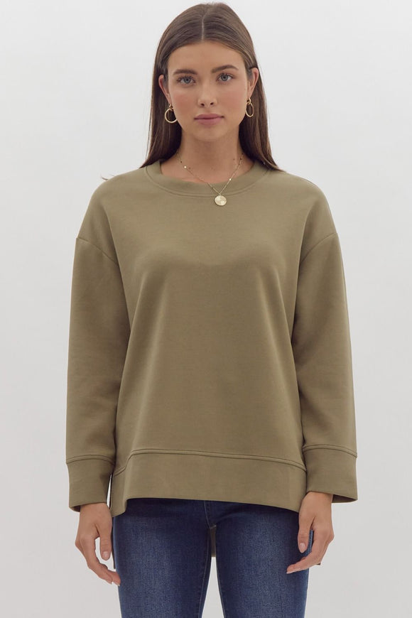 Kaycen Spilt Side Side Pullover- Olive