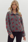 Cherry Print Fleece Pull Over