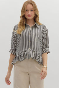 Mio Ruffle Button Top