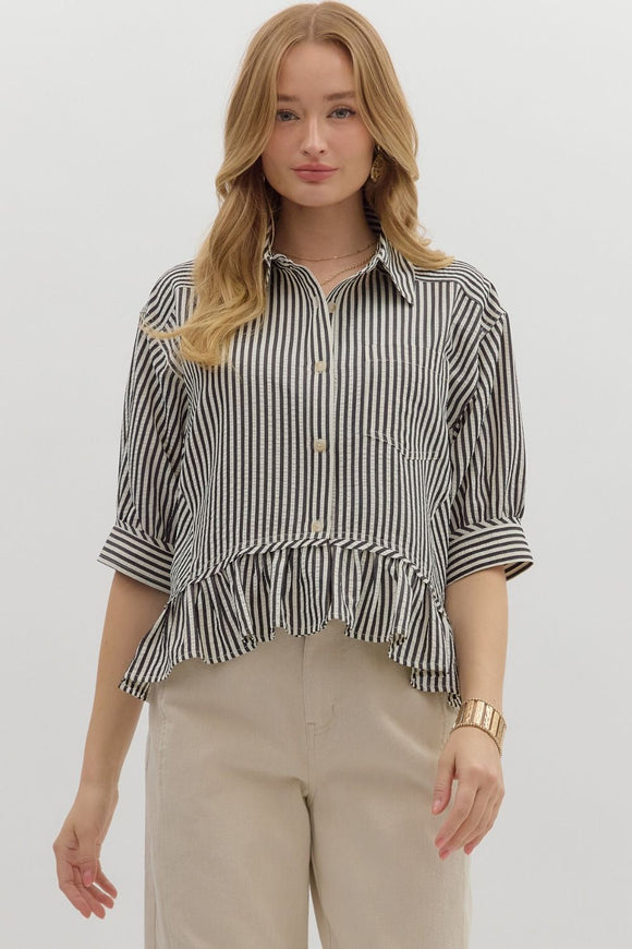 Mio Ruffle Button Top