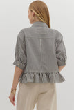 Mio Ruffle Button Top