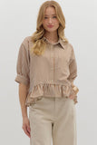 Mio Ruffle Button Top