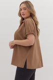 Camiryn Mocha Collared Curvy Top