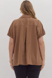 Camiryn Mocha Collared Curvy Top