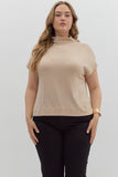 Black Curvy Knit Mock Neck Sweater