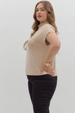 Black Curvy Knit Mock Neck Sweater