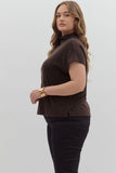 Black Curvy Knit Mock Neck Sweater