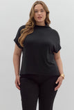 Black Curvy Knit Mock Neck Sweater