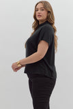 Black Curvy Knit Mock Neck Sweater