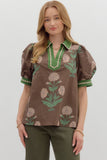 Addi Brown Floral Detailed Top