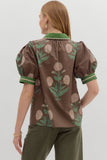 Addi Brown Floral Detailed Top