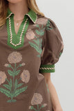Addi Brown Floral Detailed Top
