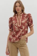 Kristi Red Floral Top
