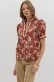 Kristi Red Floral Top
