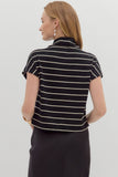 Britt Stripe Mock Neck Sweater Top