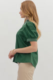 Maci Emerald Green Detailed Puff Top