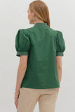 Maci Emerald Green Detailed Puff Top