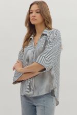 Nicole Striped Button Down Top