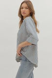 Nicole Striped Button Down Top