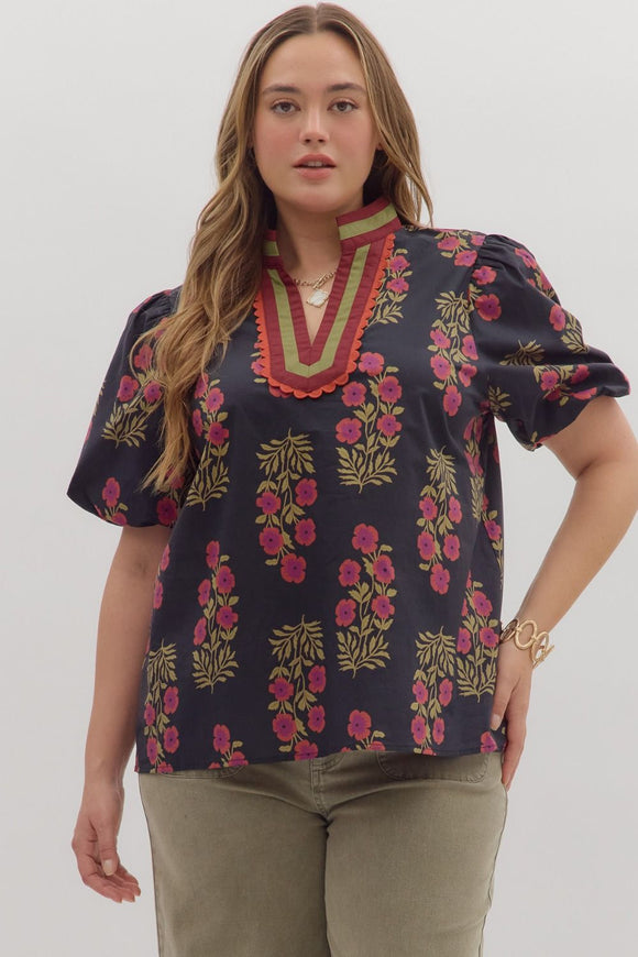 Riley Curvy Floral Print Top