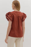 Trish Detailed Ruffle Sleeve Top