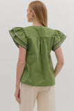 Trish Detailed Ruffle Sleeve Top