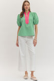 Kennedy Gingham Puff Sleeve Top