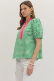 Kennedy Gingham Puff Sleeve Top
