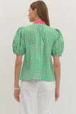 Kennedy Gingham Puff Sleeve Top