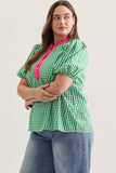Kennedy Gingham Puff Sleeve Curvy Top