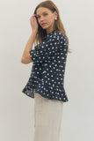 Laney Polka Dot Ruffle Top
