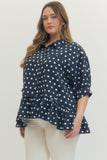 Laney Polka Dot Ruffle Top-Curvy